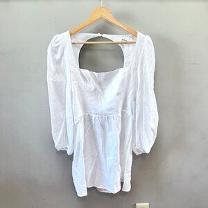 NEW Reformation Brodie Linen Mini Dress in White-‎ Size 6